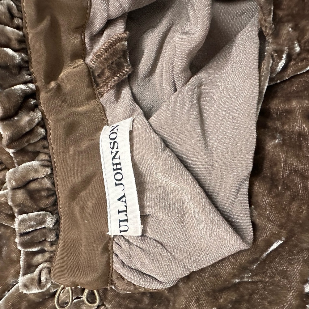 Ulla Johnson Crushed Velvet Ruffle-Trim Sleeveless Top — Brown - Picture 3 of 5